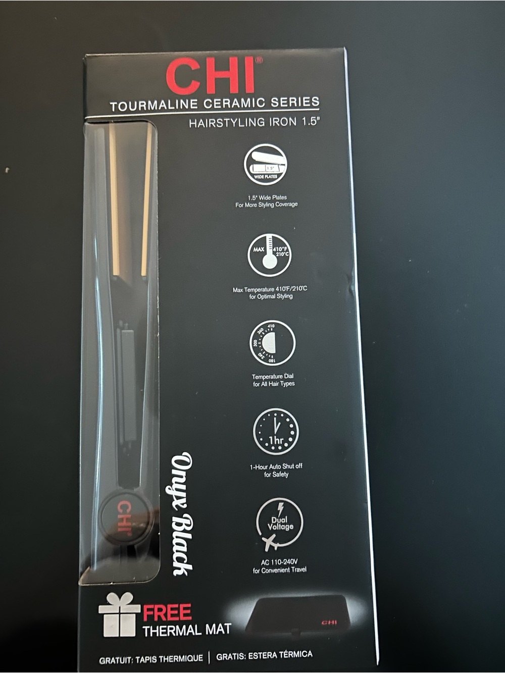 CHI Tourmaline Ceramic 1.5" Hair Styling Iron - Onyx Black